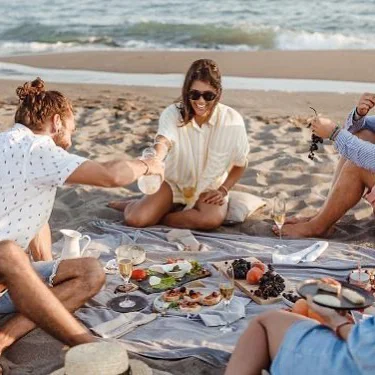 Beach picnic setup